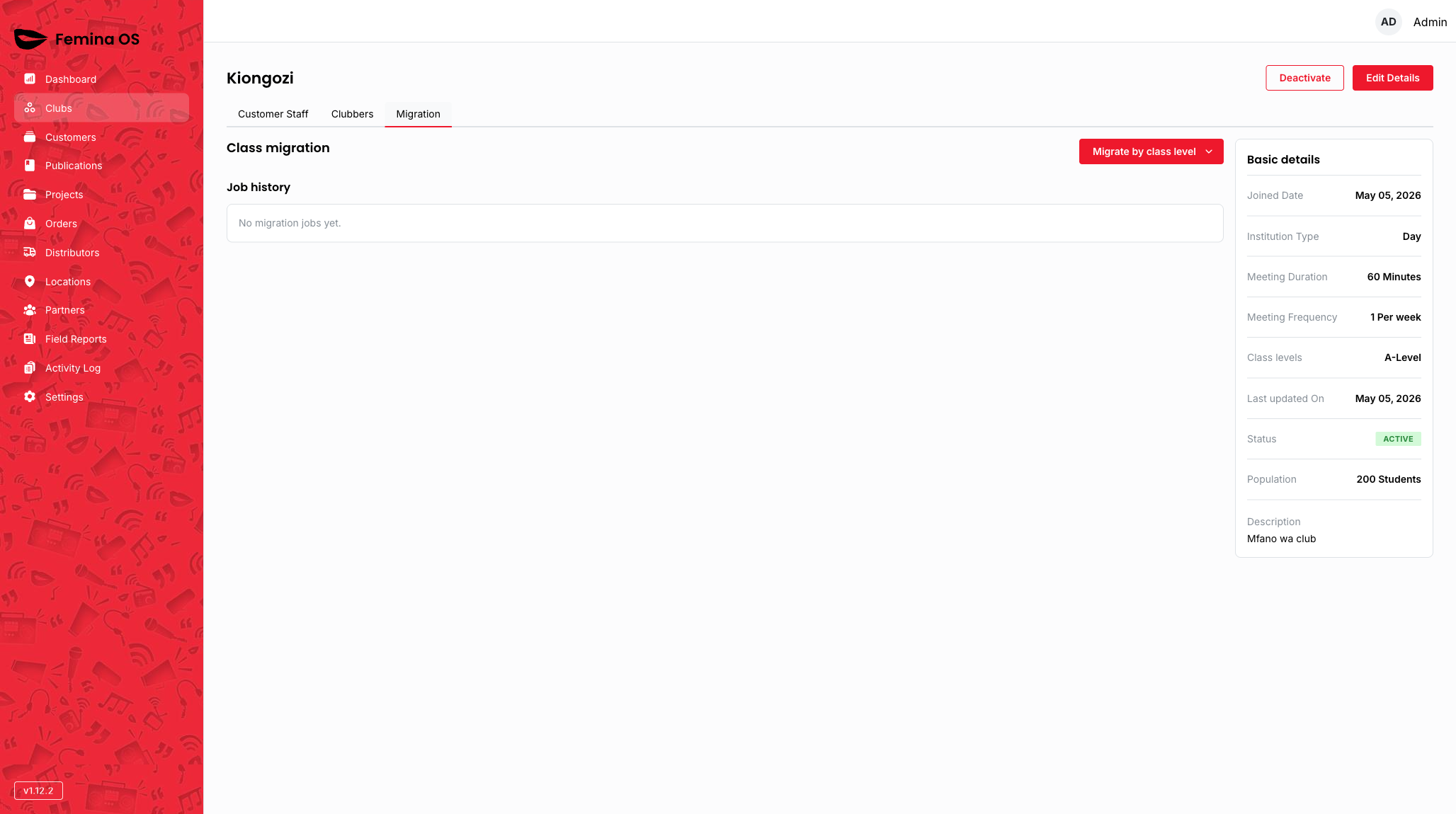 Club migration tab
