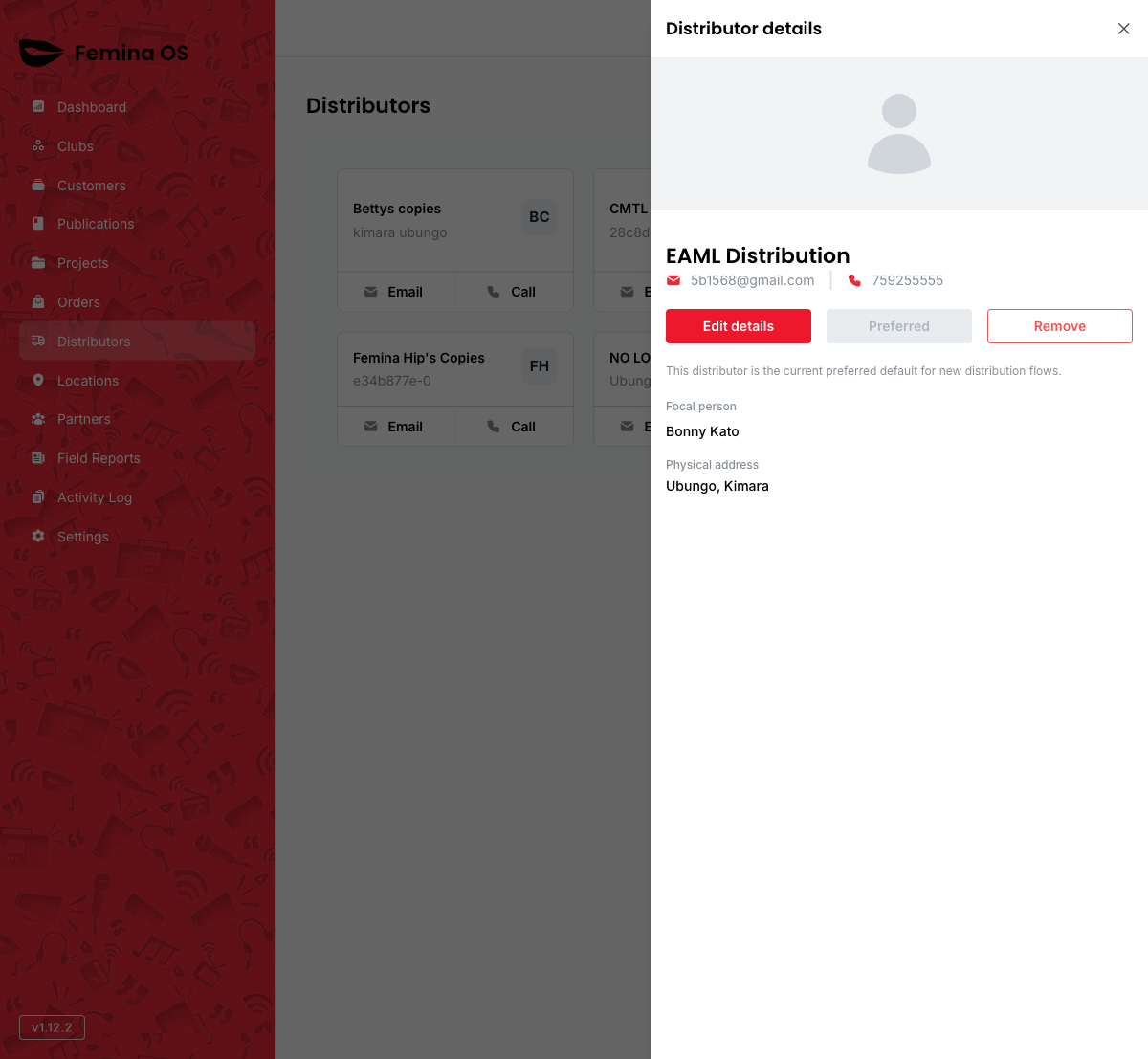 Distributor form dialog