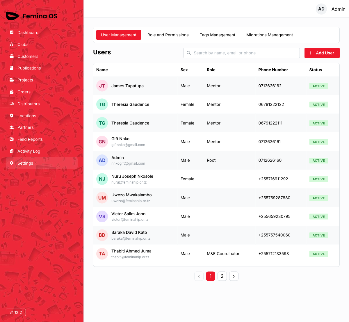 Settings overview